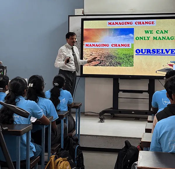 Students actively inspired after motivational talk, engaged classroom discussion, teamwork and learning, positive classroom energy