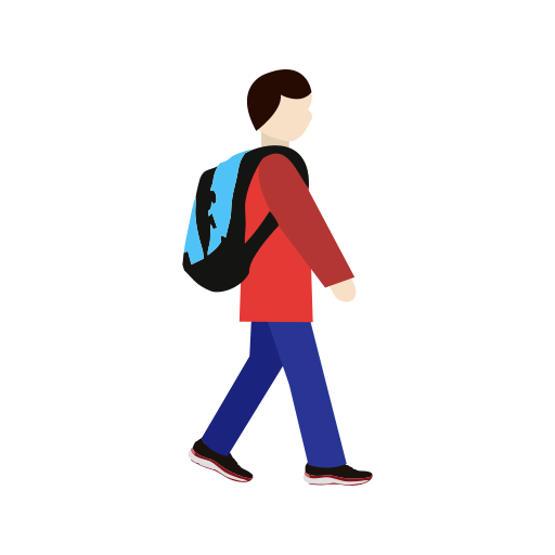 Student walking step by step towards academic success