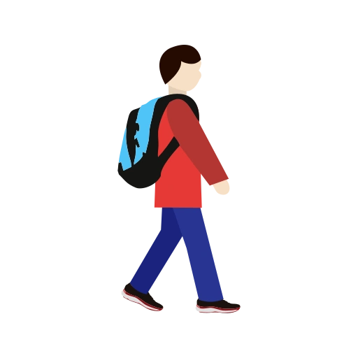 Student walking step by step towards academic success